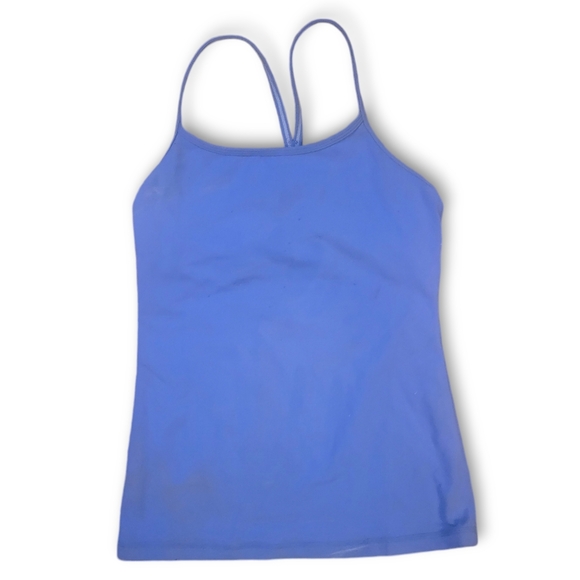 LULULEMON - Blue Racer Back Spaghetti Strap Tank Top With Built In Bra Size 4 - Picture 1 of 3